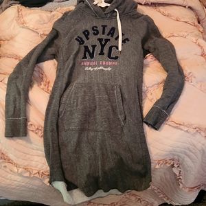 Long-sleeved Gray Midi Sweatshirt Dress